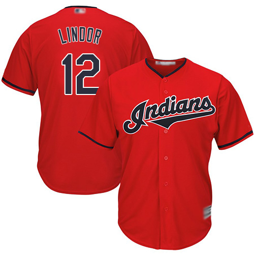 Indians #12 Francisco Lindor Red New Cool Base Stitched Baseball Jersey Indians #12 Francisco Lindor Red New Cool Base Stitched Baseball Jersey