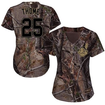 Indians #25 Jim Thome Camo Realtree Collection Cool Base Women's Stitched Baseball Jersey