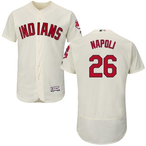 Indians #26 Mike Napoli Cream Flexbase Authentic Collection Stitched MLB Jersey - 副本