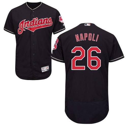 Indians #26 Mike Napoli Navy Blue Flexbase Authentic Collection Stitched MLB Jersey - 副本
