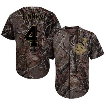 Indians #4 Bradley Zimmer Camo Realtree Collection Cool Base Stitched Baseball Jersey