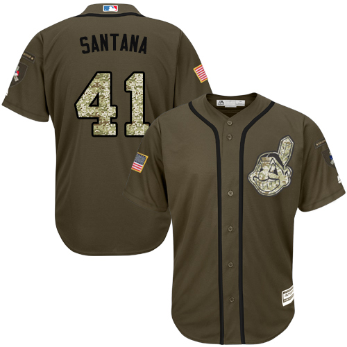 Indians #41 Carlos Santana Green Salute to Service Stitched Youth Baseball Jersey Indians #41 Carlos Santana Green Salute to Service Stitched Youth Baseball Jersey