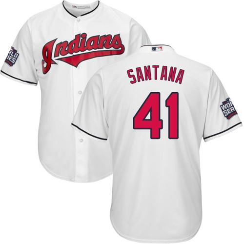Indians #41 Carlos Santana White Home 2016 World Series Bound Stitched Youth MLB Jersey Indians #41 Carlos Santana White Home 2016 World Series Bound Stitched Youth MLB Jersey