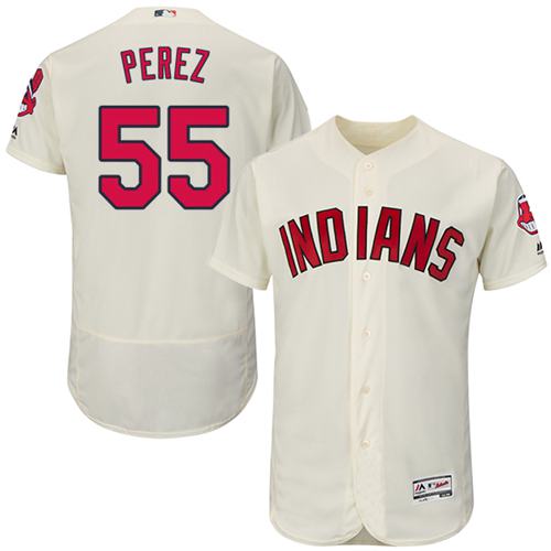 Indians #55 Roberto Perez Cream Flexbase Authentic Collection Stitched MLB Jersey - 副本
