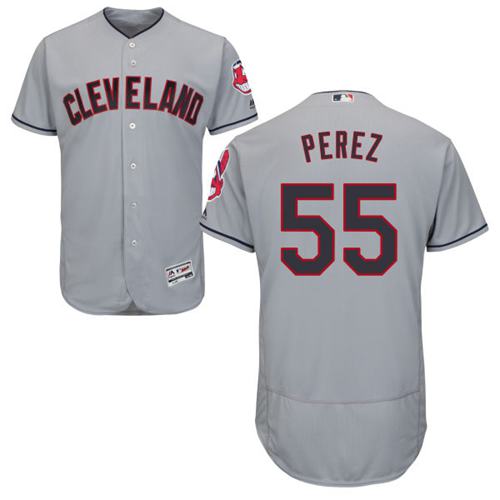 Indians #55 Roberto Perez Grey Flexbase Authentic Collection Stitched MLB Jersey - 副本