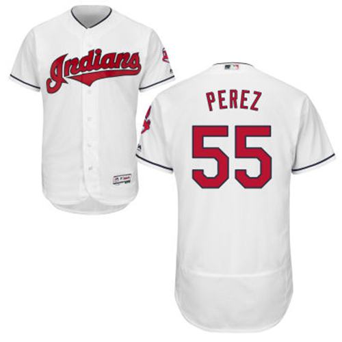 Indians #55 Roberto Perez White Flexbase Authentic Collection Stitched MLB Jersey - 副本