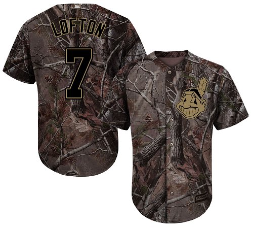 Indians #7 Kenny Lofton Camo Realtree Collection Cool Base Stitched Baseball Jersey