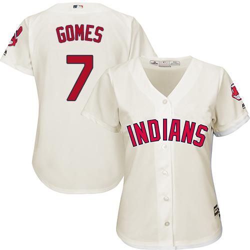 Indians #7 Yan Gomes Cream Alternate Women's Stitched MLB Jersey