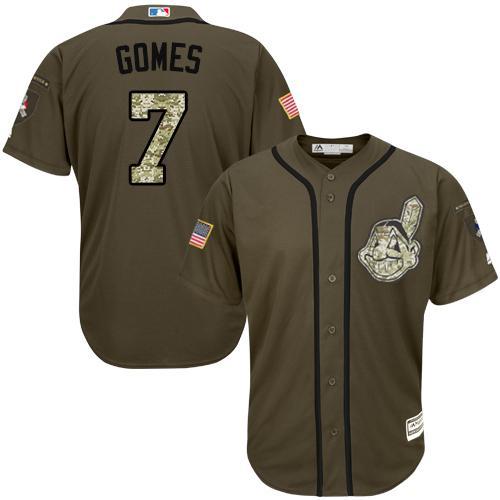 Indians #7 Yan Gomes Green Salute to Service Stitched Youth MLB Jersey Indians #7 Yan Gomes Green Salute to Service Stitched Youth MLB Jersey