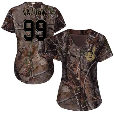 Indians #99 Ricky Vaughn Camo Realtree Collection Cool Base Women's Stitched Baseball Jersey