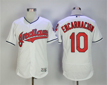 Indians 10 Edwin Encarnacion White Flexbase Jersey