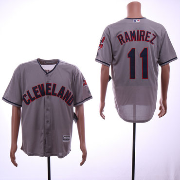 Indians 11 Jose Ramirez Gray Cool Base Jersey