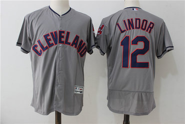 Indians 12 Francisco Lindor Gray Flexbase Jersey