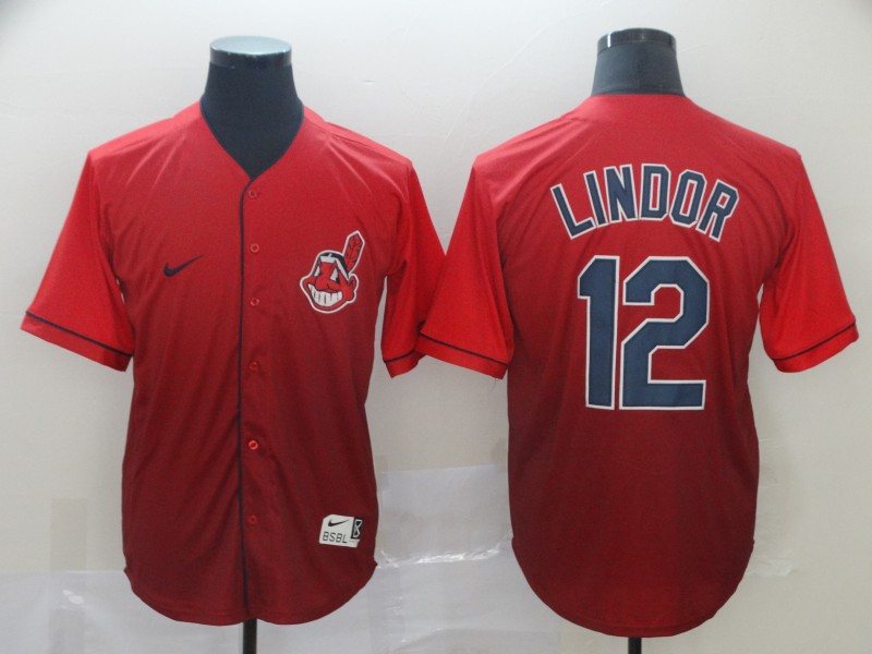 Indians 12 Francisco Lindor Red Drift Fashion Jersey