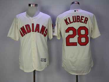 Indians 28 Corey Kluber Cream Flexbase Jersey
