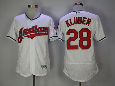 Indians 28 Corey Kluber White Flexbase Jersey
