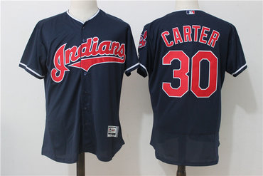 Indians 30 Joe Carter Navy Flexbase Jersey