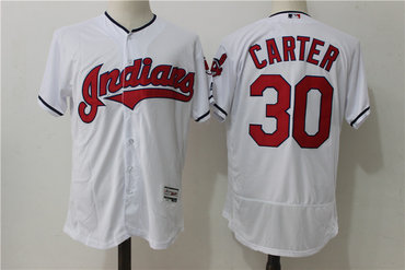 Indians 30 Joe Carter White Flexbase Jersey