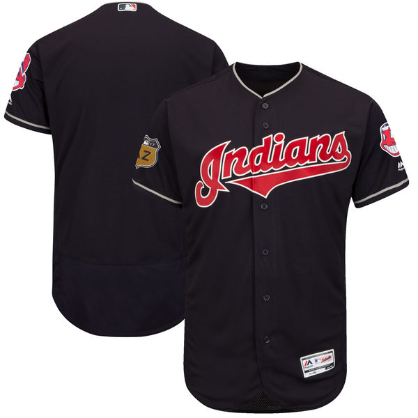 Indians Blank Navy 2017 Spring Training Flexbase Jersey