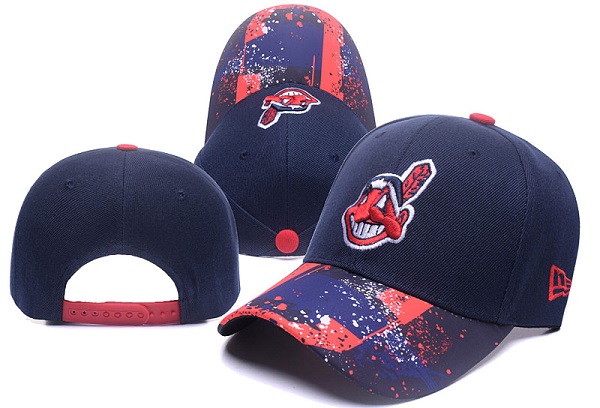 Indians Team Logo Navy Snapback Adjustable Hat