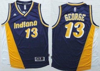 Indlana Pacers #13 Paul George Navy Blue-Yellow Throwback Stitched NBA Jersey