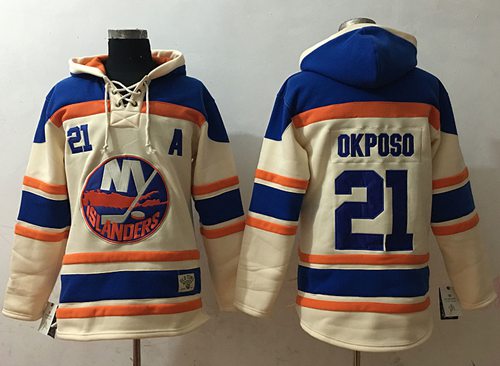Islanders #21 Kyle Okposo Cream Sawyer Hooded Sweatshirt Stitched NHL Jersey Islanders #21 Kyle Okposo Cream Sawyer Hooded Sweatshirt Stitched NHL Jersey