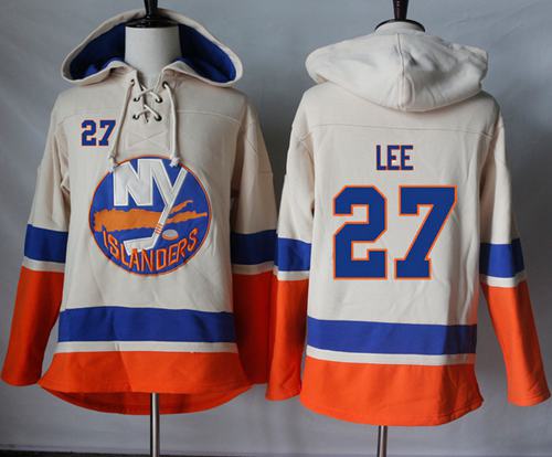 Islanders #27 Anders Lee Cream Sawyer Hooded Sweatshirt Stitched NHL Jersey Islanders #27 Anders Lee Cream Sawyer Hooded Sweatshirt Stitched NHL Jersey