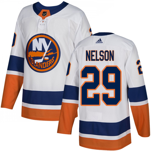 Islanders #29 Brock Nelson White Road Authentic Stitched Hockey Jersey