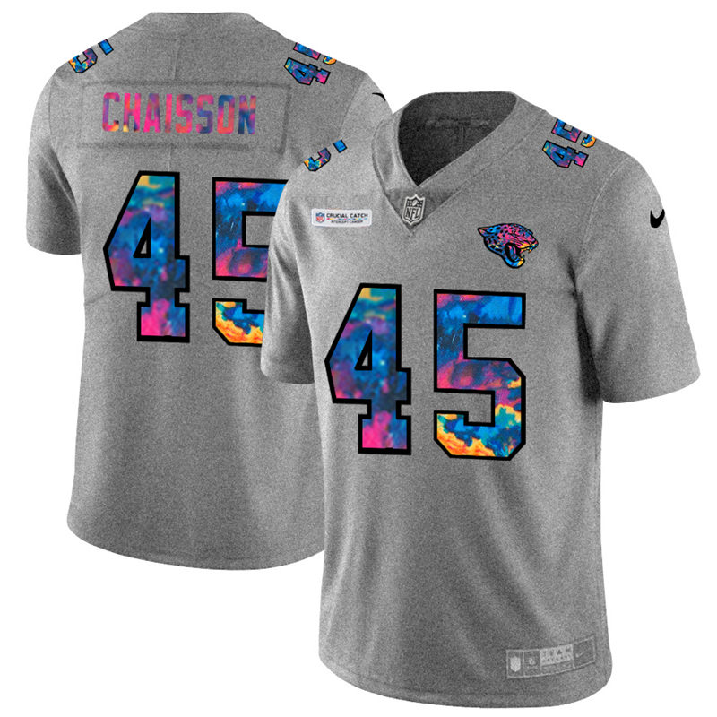 Jacksonville Jaguars #45 K'Lavon Chaisson Men's Nike Multi-Color 2020 NFL Crucial Catch NFL Jersey Greyheather Jacksonville Jaguars #45 K'Lavon Chaisson Men's Nike Multi-Color 2020 NFL Crucial Catch NFL Jersey Greyheather