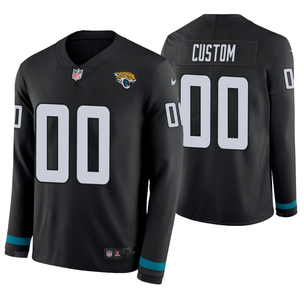 Jacksonville Jaguars Custom Black Therma Long Sleeve Jersey Jacksonville Jaguars Custom Black Therma Long Sleeve Jersey