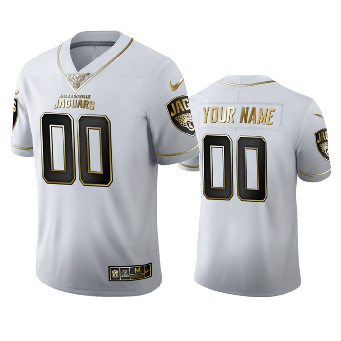 Jacksonville Jaguars Custom Men's Nike White Golden Edition Vapor Limited NFL 100 Jersey Jacksonville Jaguars Custom Men's Nike White Golden Edition Vapor Limited NFL 100 Jersey