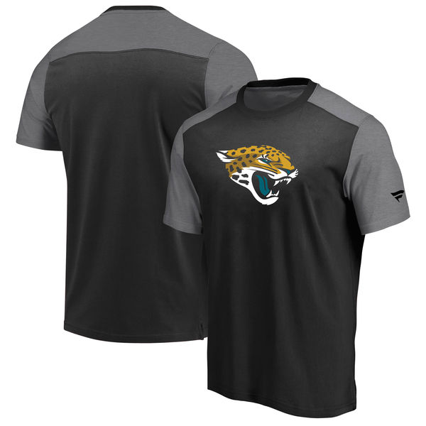 Jacksonville Jaguars NFL Pro Line By Fanatics Branded Iconic Color Block T-Shirt BlackHeathered Gray