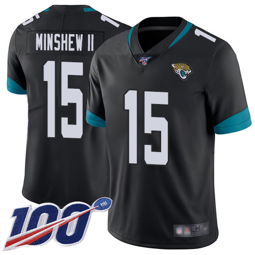 Jaguars #15 Gardner Minshew II Black Team Color Men's Stitched Football 100th Season Vapor Limited Jersey Jaguars #15 Gardner Minshew II Black Team Color Men's Stitched Football 100th Season Vapor Limited Jersey