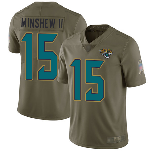 Jaguars #15 Gardner Minshew II Olive Men's Stitched Football Limited 2017 Salute To Service Jersey Jaguars #15 Gardner Minshew II Olive Men's Stitched Football Limited 2017 Salute To Service Jersey