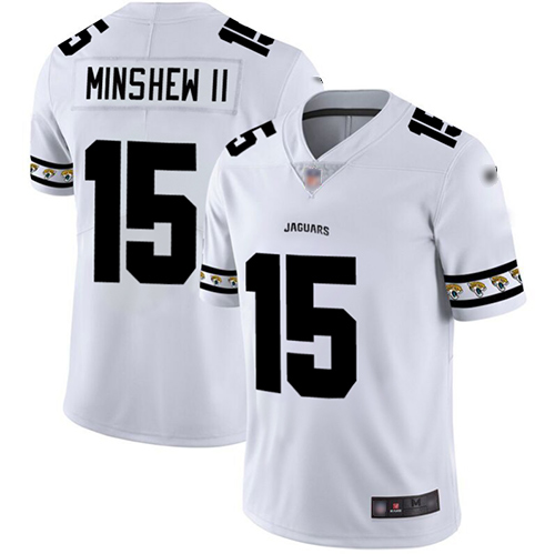 Jaguars #15 Gardner Minshew II White Men's Stitched Football Limited Team Logo Fashion Jersey Jaguars #15 Gardner Minshew II White Men's Stitched Football Limited Team Logo Fashion Jersey