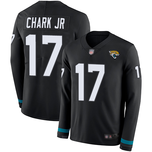 Jaguars #17 DJ Chark Jr Black Team Color Men's Stitched Football Limited Therma Long Sleeve Jersey Jaguars #17 DJ Chark Jr Black Team Color Men's Stitched Football Limited Therma Long Sleeve Jersey