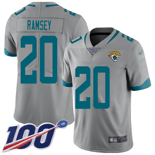 Jaguars #20 Jalen Ramsey Silver Men's Stitched Football Limited Inverted Legend 100th Season Jersey Jaguars #20 Jalen Ramsey Silver Men's Stitched Football Limited Inverted Legend 100th Season Jersey