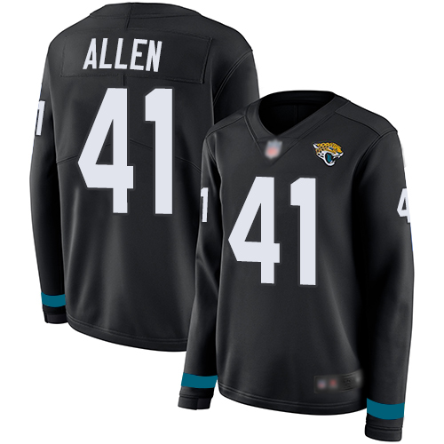 Jaguars #41 Josh Allen Black Team Color Women's Stitched Football Limited Therma Long Sleeve Jersey Jaguars #41 Josh Allen Black Team Color Women's Stitched Football Limited Therma Long Sleeve Jersey