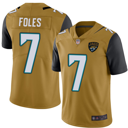 Jaguars #7 Nick Foles Gold Men's Stitched Football Limited Rush Jersey Jaguars #7 Nick Foles Gold Men's Stitched Football Limited Rush Jersey