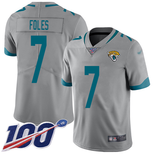 Jaguars #7 Nick Foles Silver Men's Stitched Football Limited Inverted Legend 100th Season Jersey Jaguars #7 Nick Foles Silver Men's Stitched Football Limited Inverted Legend 100th Season Jersey