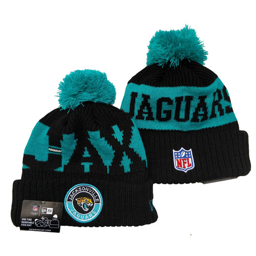 Jaguars Team Logo Black 2020 NFL Sideline Pom Cuffed Knit Hat YD