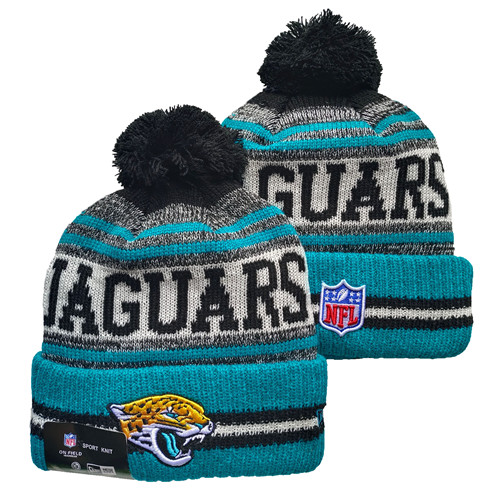Jaguars Team Logo Blue And Gray Pom Cuffed Knit Hat YD