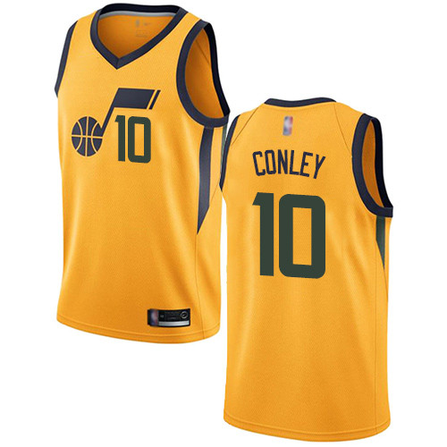 Jazz #10 Mike Conley Yellow Basketball Swingman Statement Edition Jersey Jazz #10 Mike Conley Yellow Basketball Swingman Statement Edition Jersey