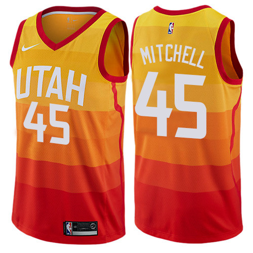 Jazz #45 Donovan Mitchell Orange Basketball Swingman City Edition 2019 20 Jersey