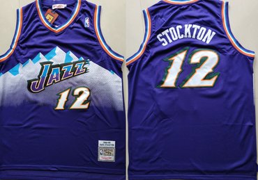 Jazz 12 John Stockton Purple Hardwood Classics Jersey Jazz 12 John Stockton Purple Hardwood Classics Jersey