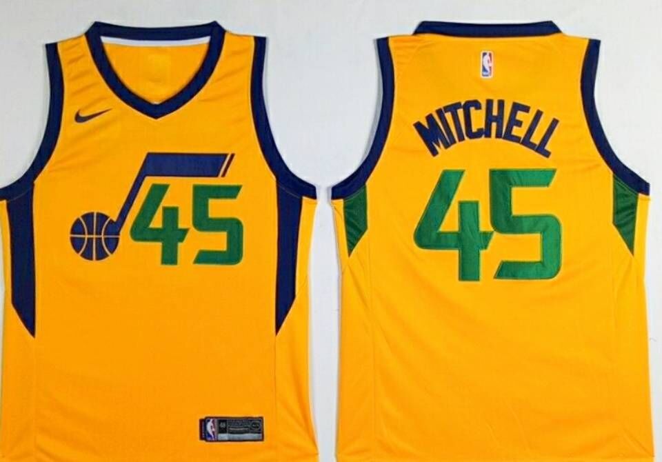 Jazz 45 Donovan Mitchell Yellow Nike Swingman Jersey