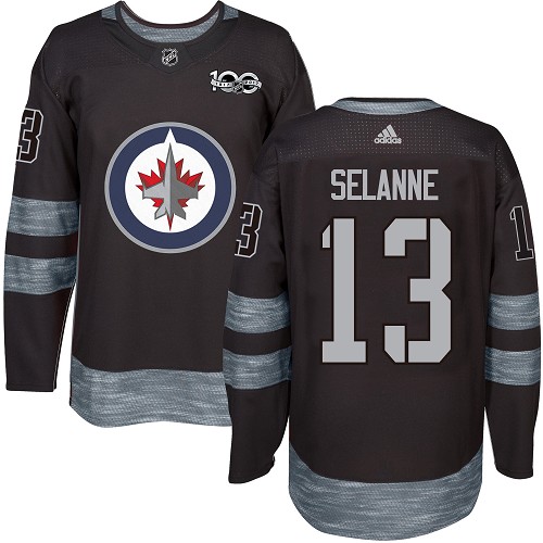 Jets #13 Teemu Selanne Black 1917-2017 100th Anniversary Stitched NHL Jersey Jets #13 Teemu Selanne Black 1917-2017 100th Anniversary Stitched NHL Jersey