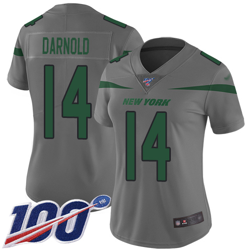 Jets #14 Sam Darnold Gray Women's Stitched Football Limited Inverted Legend 100th Season Jersey Jets #14 Sam Darnold Gray Women's Stitched Football Limited Inverted Legend 100th Season Jersey