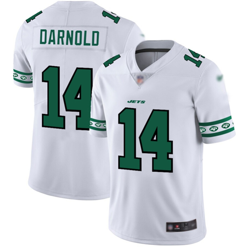 Jets #14 Sam Darnold White Men's Stitched Football Limited Team Logo Fashion Jersey Jets #14 Sam Darnold White Men's Stitched Football Limited Team Logo Fashion Jersey