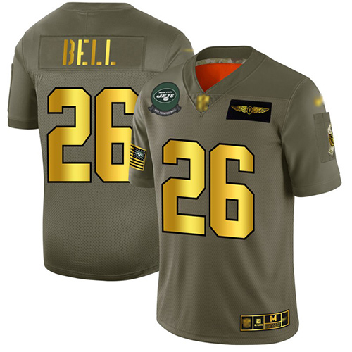 Jets #26 Le'Veon Bell Camo Gold Men's Stitched Football Limited 2019 Salute To Service Jersey